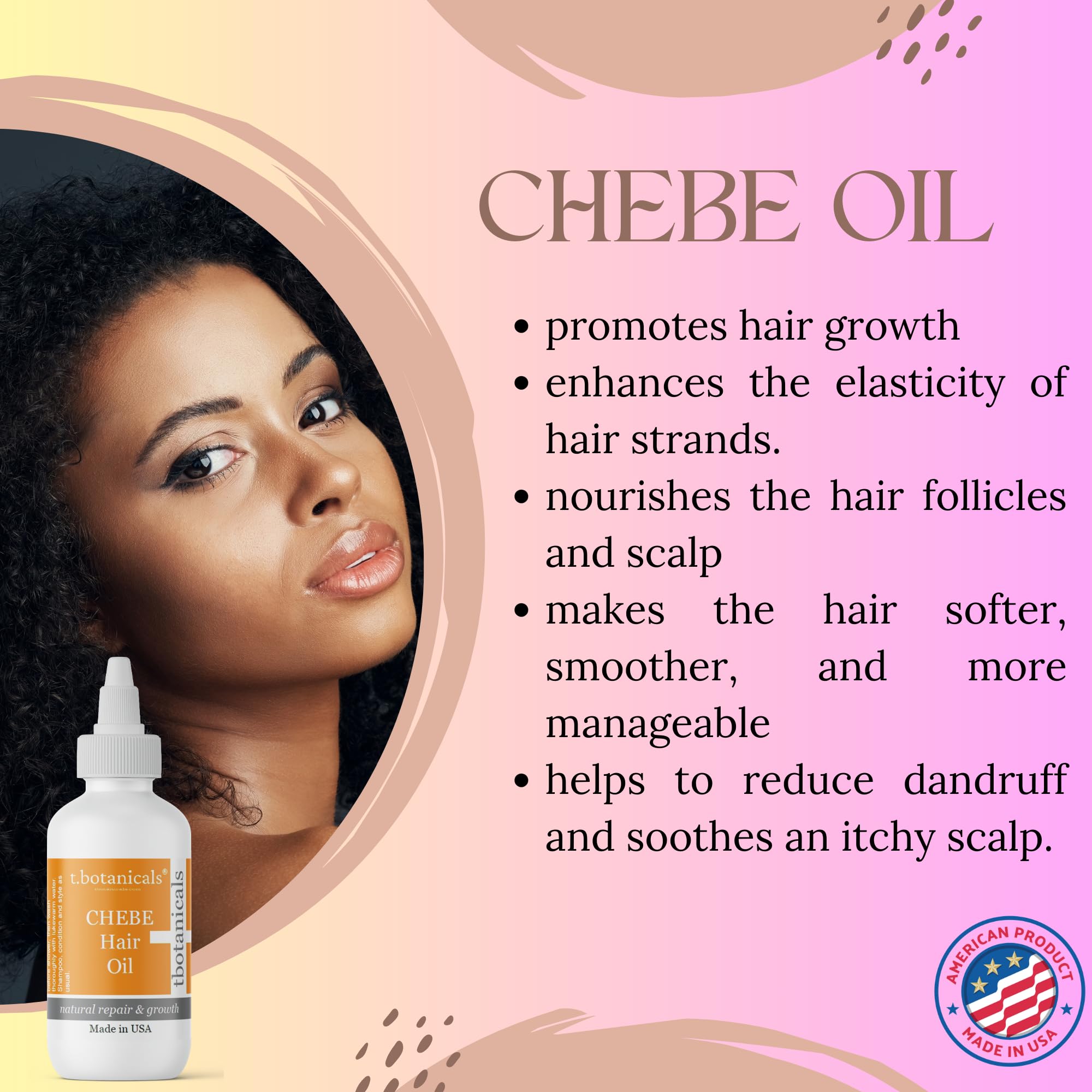 Chebe Oil for Hair Growth, Chebe from Chad Africa, Moisturizer for Scalp and Hair, African 10 in 1 Hair Growth Oil - t.botanicals (Unscented, 4 oz)